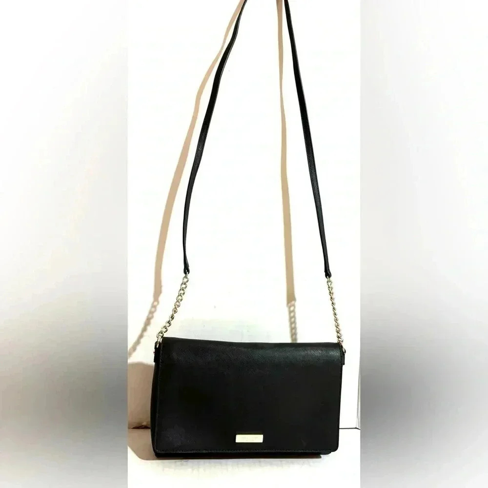 Kate spade black leather crossbody handbag